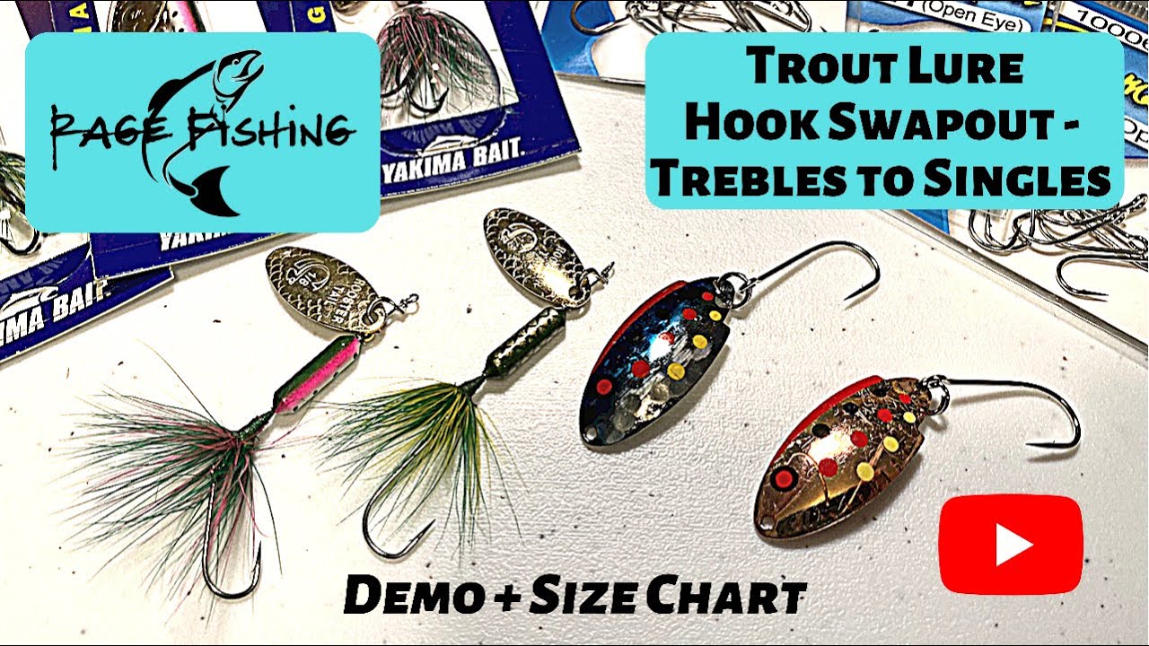 HOOK SWAPOUT - TREBLES TO SINGLES ON TROUT LURES - DEMO + GAMAKATSU SIWASH  HOOK CONVERSION CHART! 