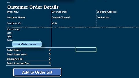 Sales Order Management  using Excel VBA