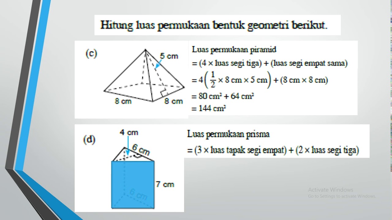 6 3 Luas  Permukaan Bentuk  Tiga Dimensi YouTube