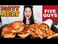 FIVE GUYS Patty Melts! Cheesy Bacon Patty Melt, Spicy Patty Melt &amp; Cajun Fries - Mukbang Asmr Eating