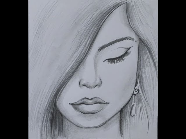 shy young woman in mood graphite pencil drawing  starryai