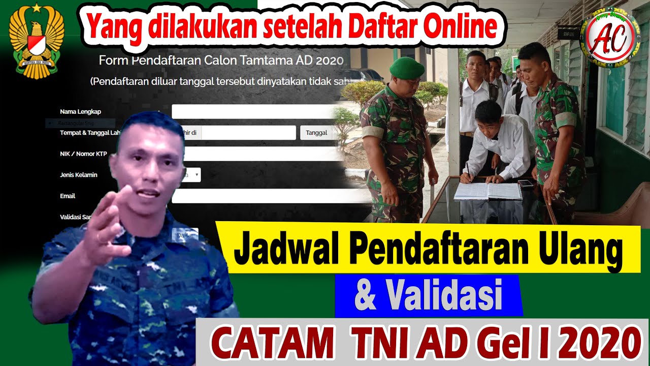 Daftar Ulang Dan Validasi Tni Ad Catam Tni Ad Gelombang 1 2020 Youtube