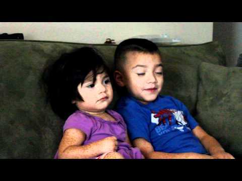Jacob and Aaliyah watching cartoons 09/21/2011