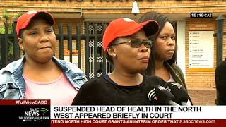 Suspended North West Health Head appears in court