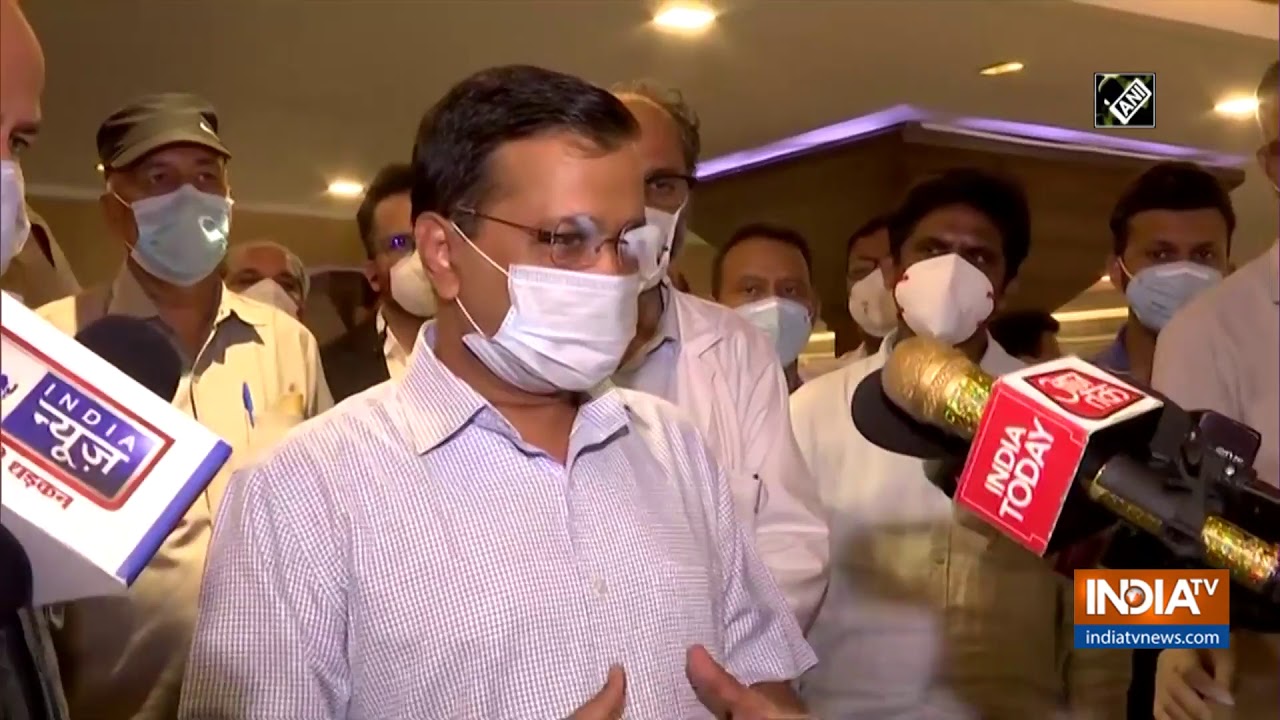 Kejriwal visits Shehnai Banquet Hall which is now a 100-bed emergency COVID centre