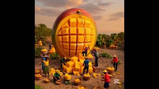 Le Marché Des Fruits Géants Mini-Ouvriers Africains En Action