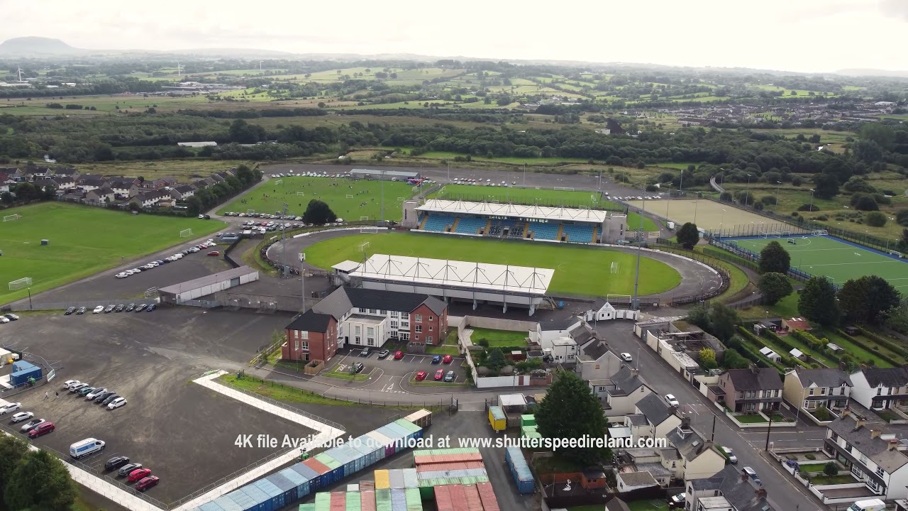 Aerial video of Ballymena Showgrounds Co Antrim Northern Ireland
