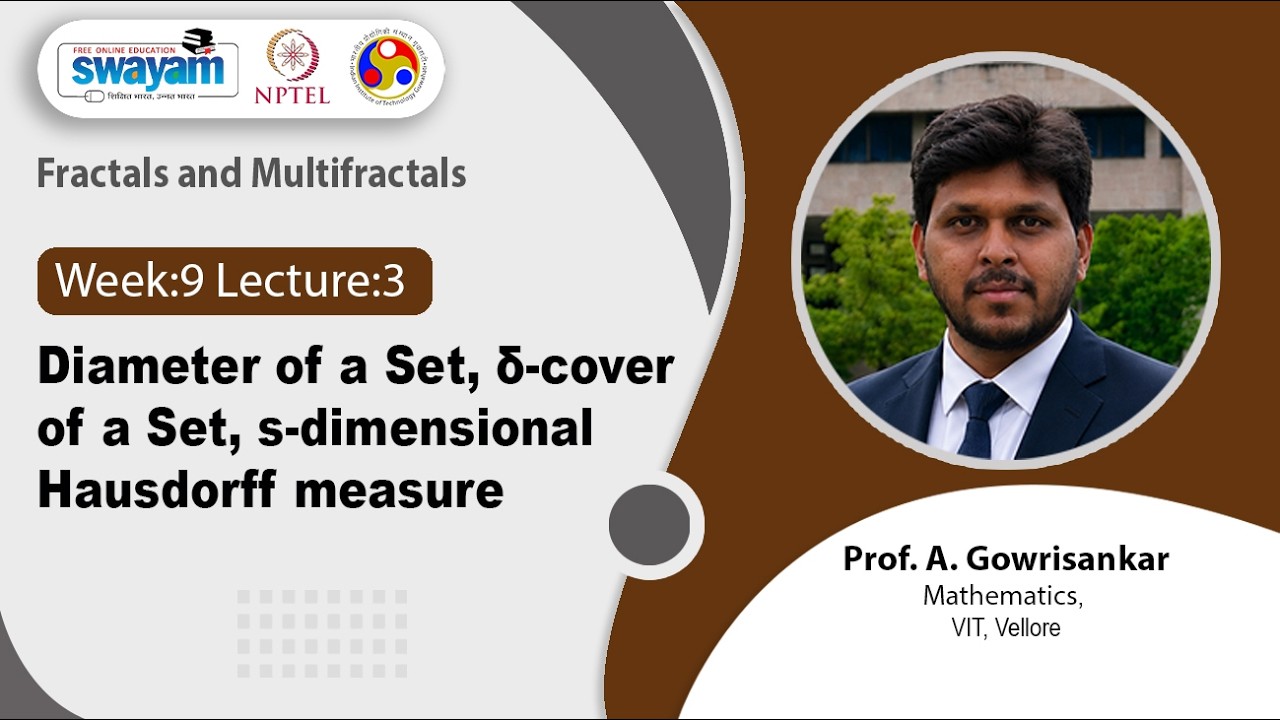 Lec 39: Diameter of a Set, δ-cover of a Set, s-dimensional Hausdorff measure