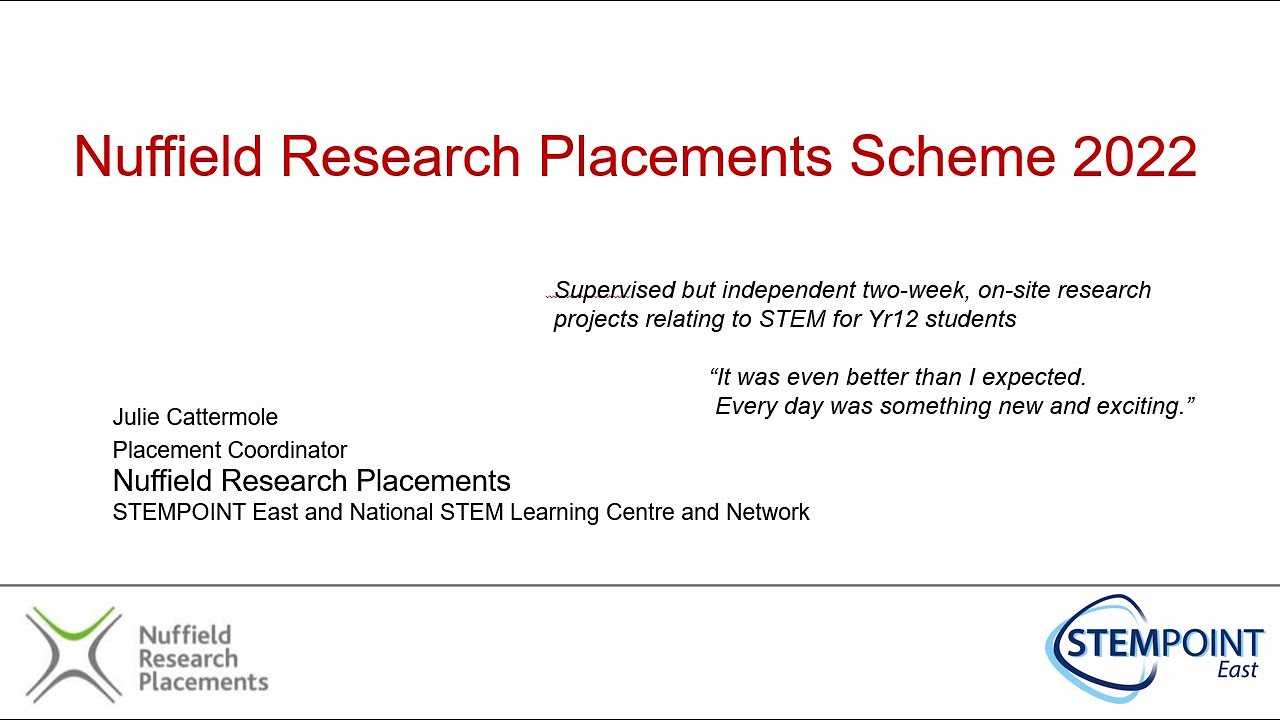 nuffield research placement report example