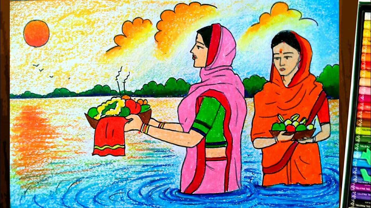 Drawing For Chhath Puja || Chhath Puja Drawing || How To Draw Chhath Puja  || Pencil Drawing - YouTube