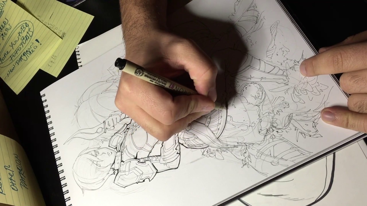 Inking with Microns on Copic Markers Sketchbook + Commentary! 