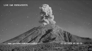 December 28, 2020, Eruption Popocatepetl Volcano, Mexico Via Live Cam Popocatepetl