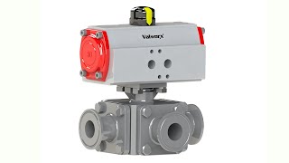 Valworx Air Actuated 3-Way T-Port Sanitary Ball Valves - Scotch Yoke