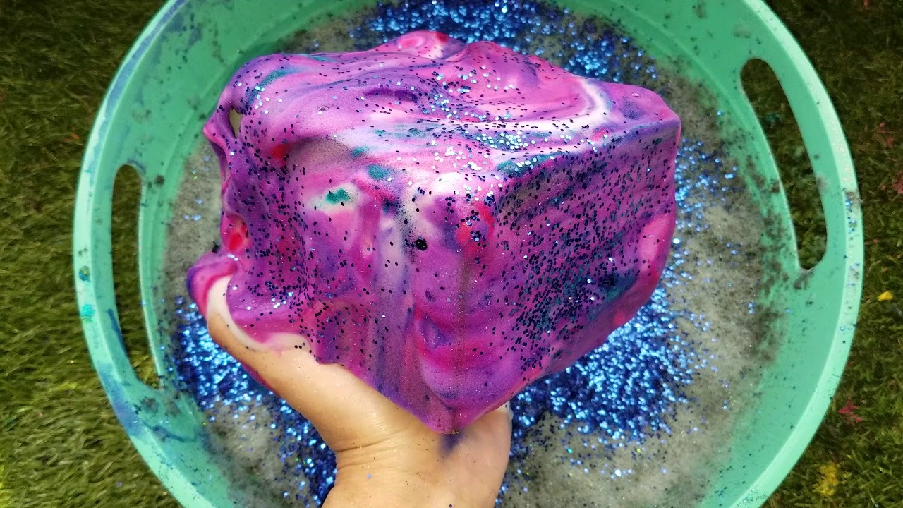 Messy Colorful Soapy Floral Foam Crushing