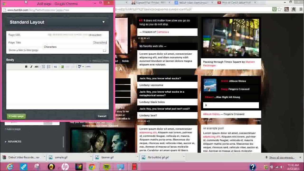 How to make a chapters or characters page on tumblr. YouTube