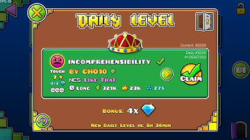 Daily level #220 | incomprehensibility By CHO10 100% (All coins) | Geometry Dash 2.207