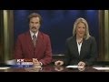 Will ferrell hosts real newscast as anchorman ron burgundy on kxmb tv
