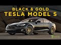 Black & Gold Tesla Model S commissioned Bespoke Ferrari Saddle Interior