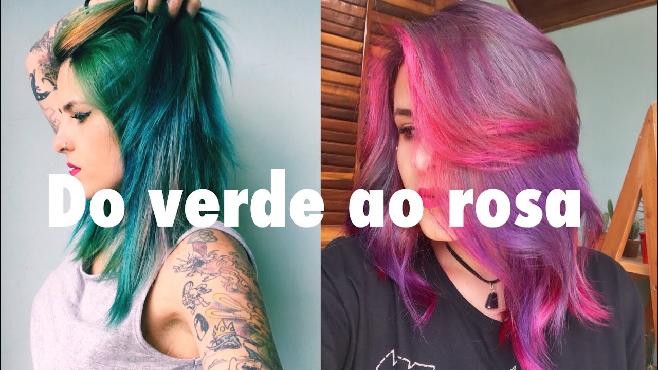 DO CABELO VERDE AO ROSA E ROXO SEM DESCOLORIR