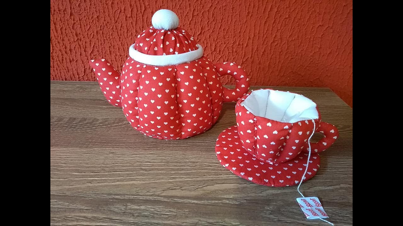 Como fazer chaleira e xícara de tecido