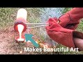 Pouring liquid copper into anthill