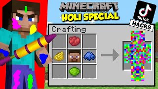 NEW MINECRAFT TIKTOK HOLI HACKS THAT ACTUALLY WORKS | MINECRAFT IN HINDI GAMEPLAY | AYUSH MORE