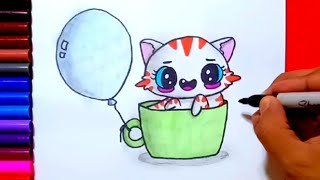 How to draw a cute kitten | Zed cute drawings