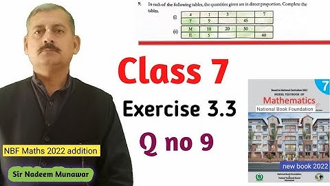 Class 7 Exercise 3.3 Q no 9 NBF Maths Ex 3.3 تناسب راست Direct Proportion   Sir Nadeem Munawar