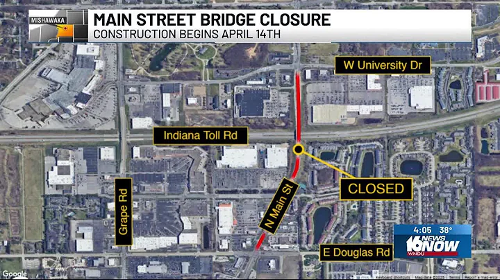 Roadwork to begin on Main Street Bridge over Toll Road in Mishawaka