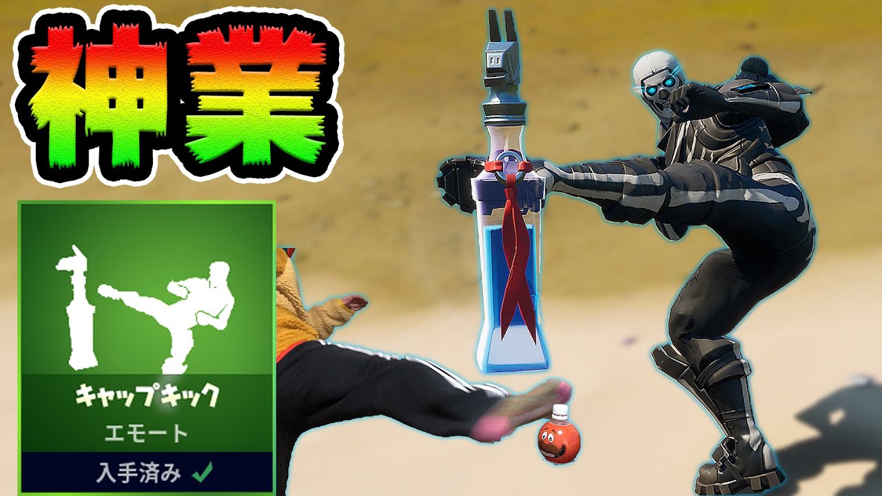 ゲームと現実でボトルキャップチャレンジ 失敗したら即終了 このエモート楽しすぎるｗ キャップキック フォートナイト Youtube