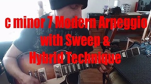 Arpeggio Fusion Rock Guitar Lick with the Sweep and Hybrid Picking Technique in C minor 7 JM Belkadi