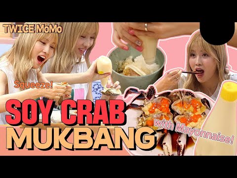 Twice MOMO eats SOY CRAB, full of eggs, with Mayonnaise! Sweet and salty taste is perfect!  #TWICE