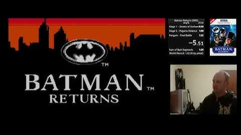 Batman Returns Any% Former World Record Speedrun in 1:31.16 - Sega Master System