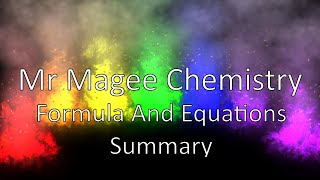 Nat 5 Chemistry-Formula And Equations Summary