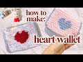 how to crochet a simple heart wallet 💌 | detailed step-by-step tutorial with free pattern