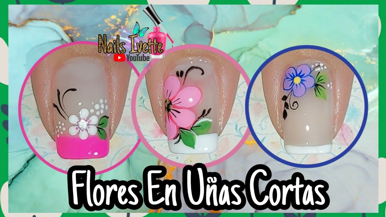 3 modelos de uñas cortas decoradas con flores / uñas cortas decoradas fácil  / uñas para principiante - thptnganamst.edu.vn