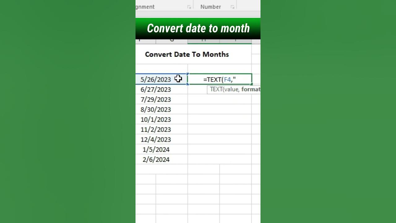 Convert date into month text formula shorts excel exceltips youtube