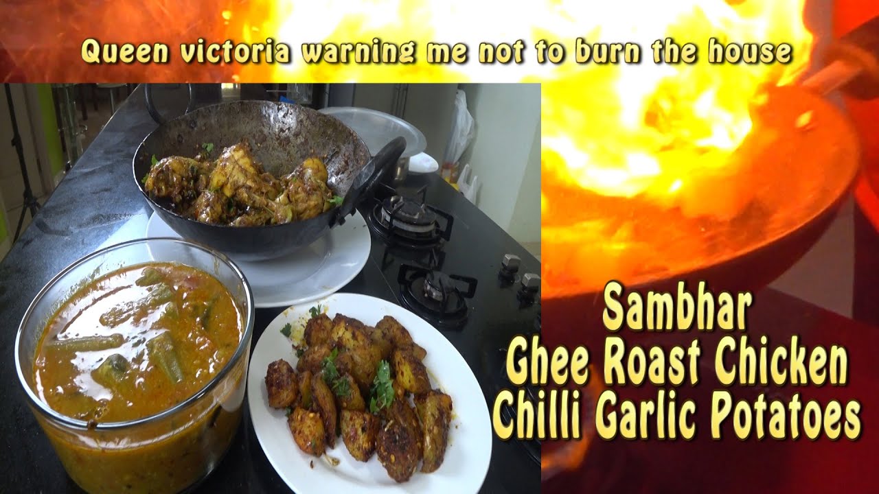 Sambhar - Ghee Roast Chicken - Chili Garlic Potatoes - Drumstick Sambhar Recipe - Kadhai Chicken Fry | Vahchef - VahRehVah