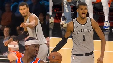 Wemby taunts Caruso and was hyped after Chet Holmgren missed clutch free throw 😂