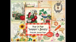 New Listing l Summer s Bounty Flip Through l Kit 1 - Journal Pages