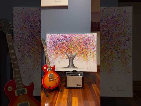 Ashvin Harrison Artist using coconut charcoal dust and acrylic to create rainbow tree 🌈 🎉 #art