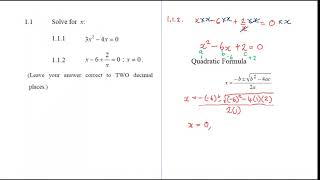 Grade 12 Paper 1 Algebra and Equations