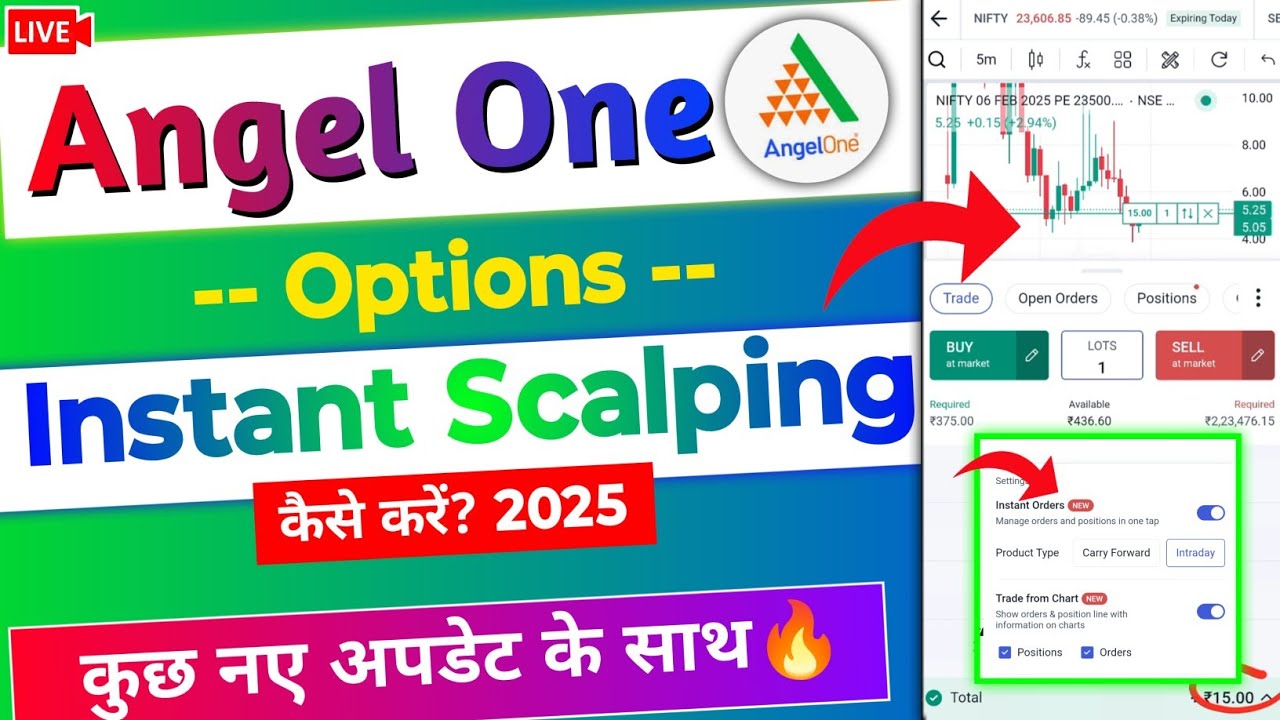 Angel one Instant Option Scalping on Chart | Mobile me Instant Scalping kaise karen