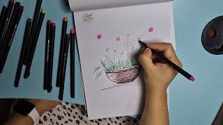 How to Draw a Basket of Flowers Step by Step 🧺🌸 | Easy & Relaxing Sketching Tutorial screenshot 3