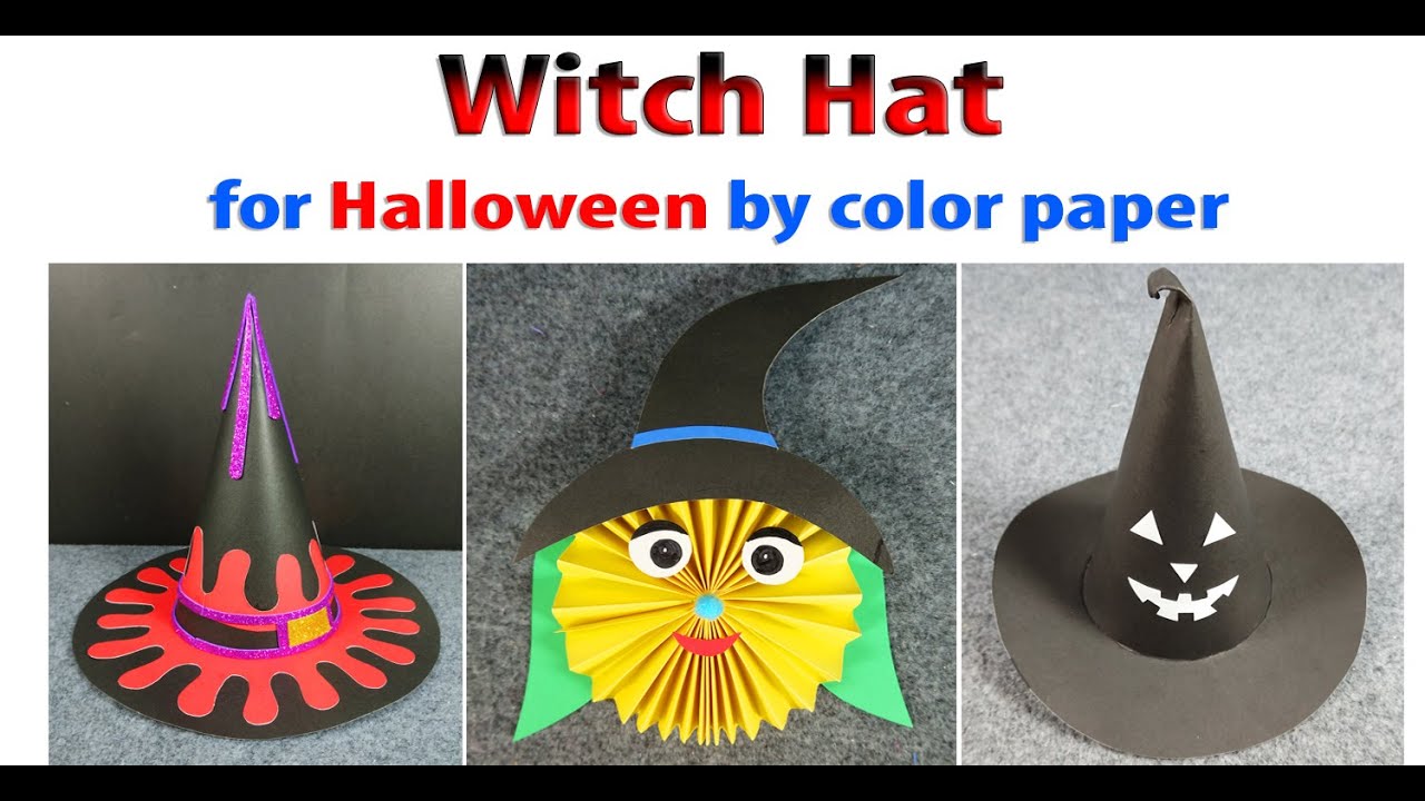 How to make a witch hat on Halloween with paper step by step easy - YouTube
