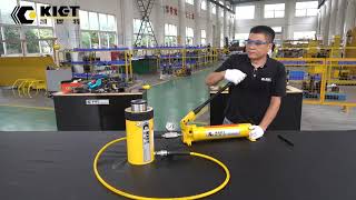 Single Acting Hollow Hydraulic Cylinder P80 Hand Pump Operation Video