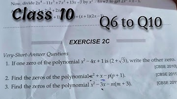 Class 10 Ex 2C Q6 TO Q10 Polynomials | RS Aggarwal | Chapter 2 2022 | CBSE | ICSE | Rajmith study