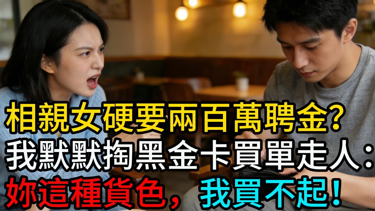 相親女張口就要兩百萬聘金？我默默掏「不限額」黑金卡買單走人：抱歉，妳這種貨色，我買不起！#情感故事 #老年生活 #人生感悟 #情感共鸣 #感人壹幕 #故事分享 #故事