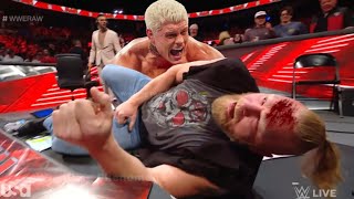 Angry Cody Rhodes Brutal Attack Brock Lesnar WWE Raw 2023 Highlights