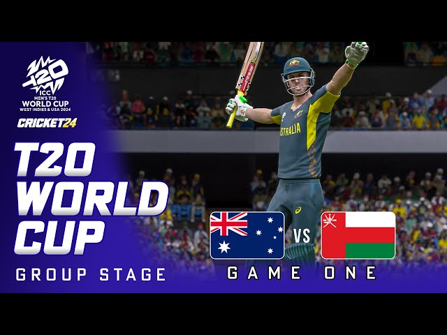 T20 WORLD CUP Group Stage - AUSTRALIA v OMAN - Cricket 24 Gameplay class=